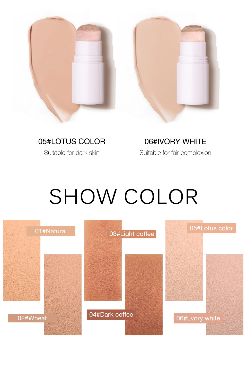 O.two.o Perfecting Makeup Bronzing Stick 6 Color Long Lasting