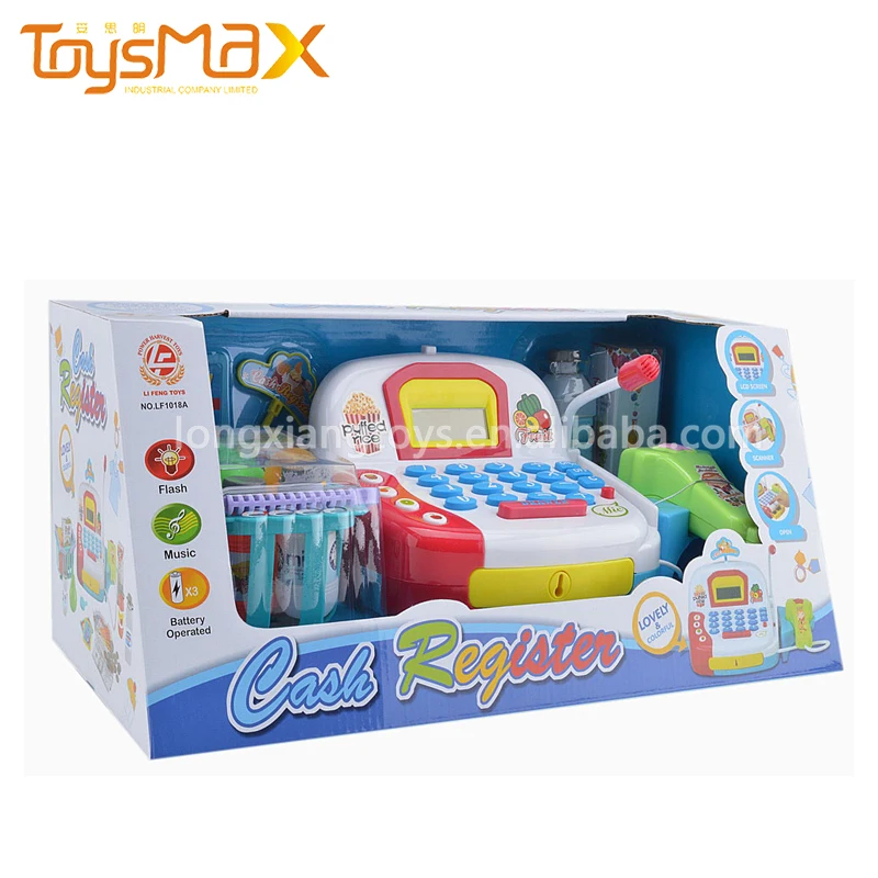 Children Preschool Plastic Battery Operated Shopping Toy Cash Register For Play