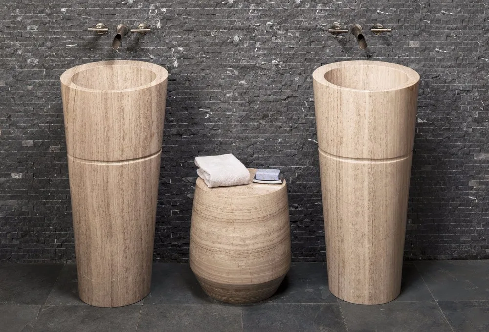 New style natural stone bathroom pedestal sink