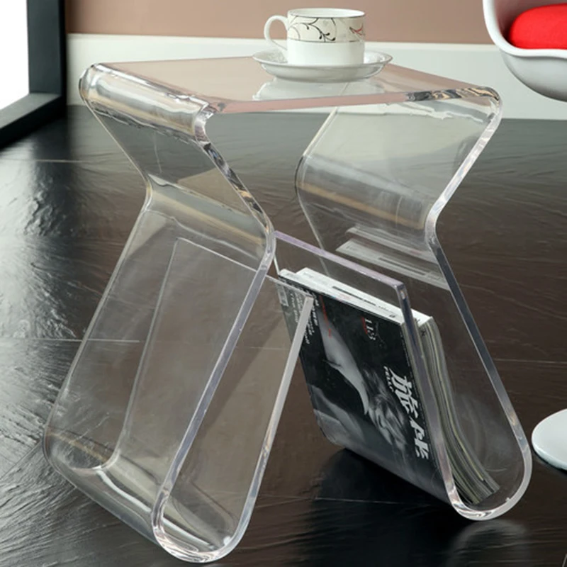 Clear Acrylic Plastic Bedside Dining Table With Book Shelf Buy Clear