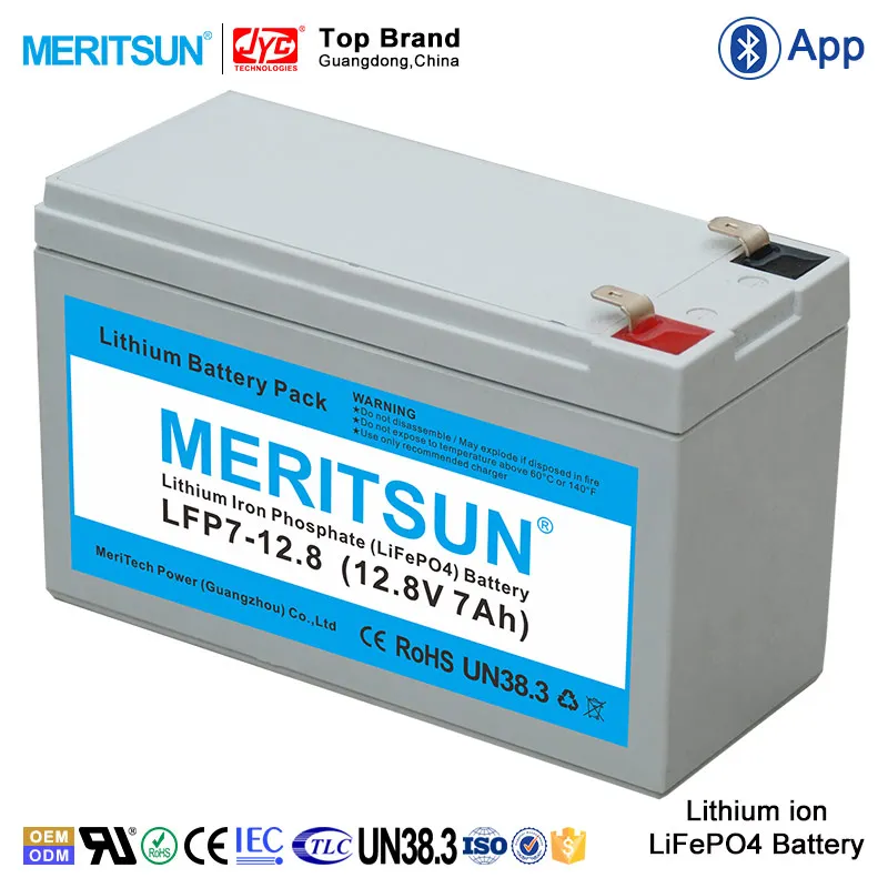 Litio Battery Lithium Li Ion Battery Specifications Price Professional 12V 7ah Free MERITSUN ABS >2000 Cycles