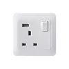 FIKO Hotel model 86 one switch 13A British standard three-pole square Angle wall power socket with 2.1 fast charging USB socket
