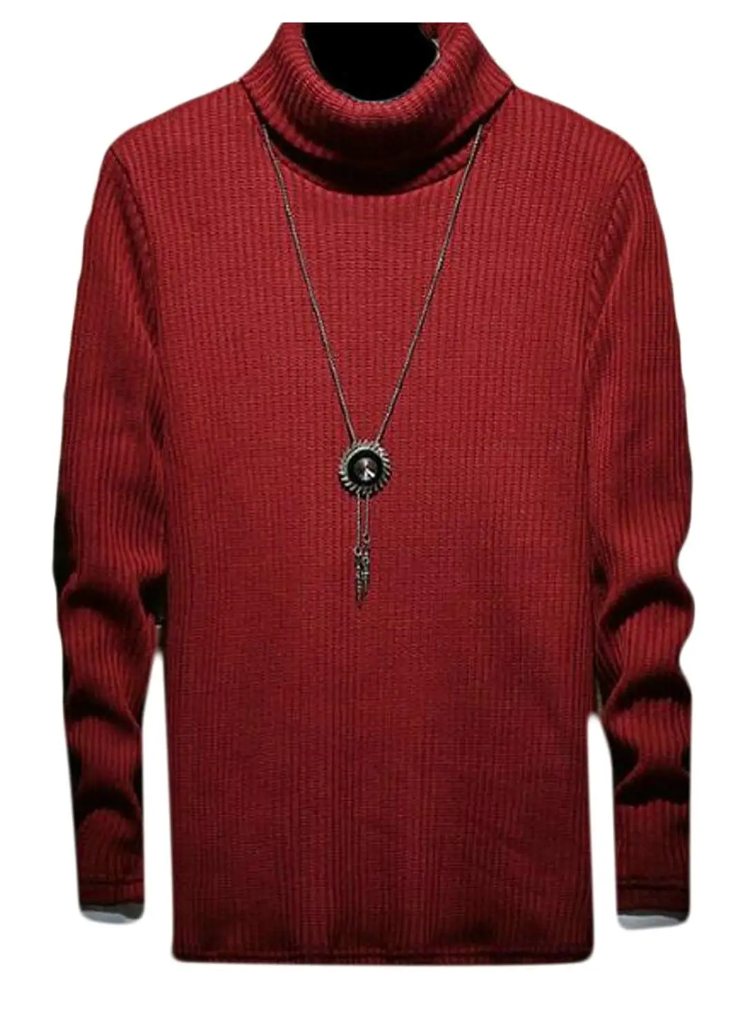 Cromoncent Mens Autumn Casual Crew-Neck Wave Print Knitwear Pullover Sweater
