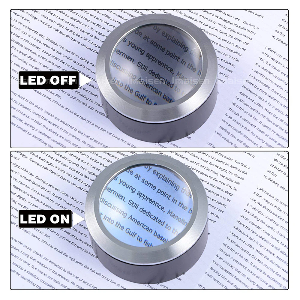 5x Desktop Dome Magnifier,With Light And Stand For Map Document Reading