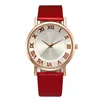 New design fashion girls leather watch strap red big face lady women watch for sale