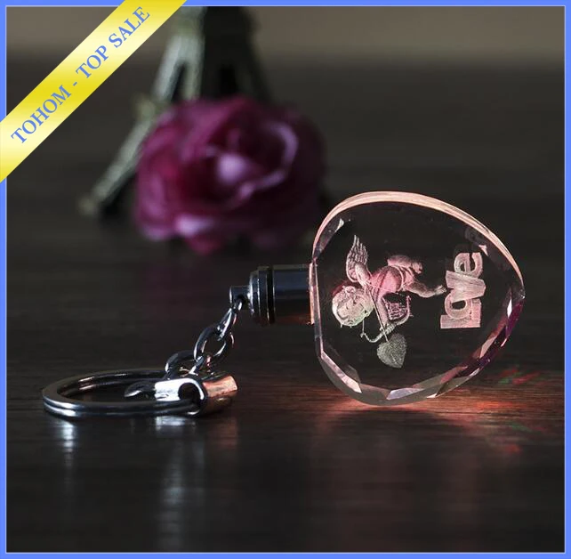 Best Selling 3d Laser Engraving Crystal Glass Keychain Blank Laser