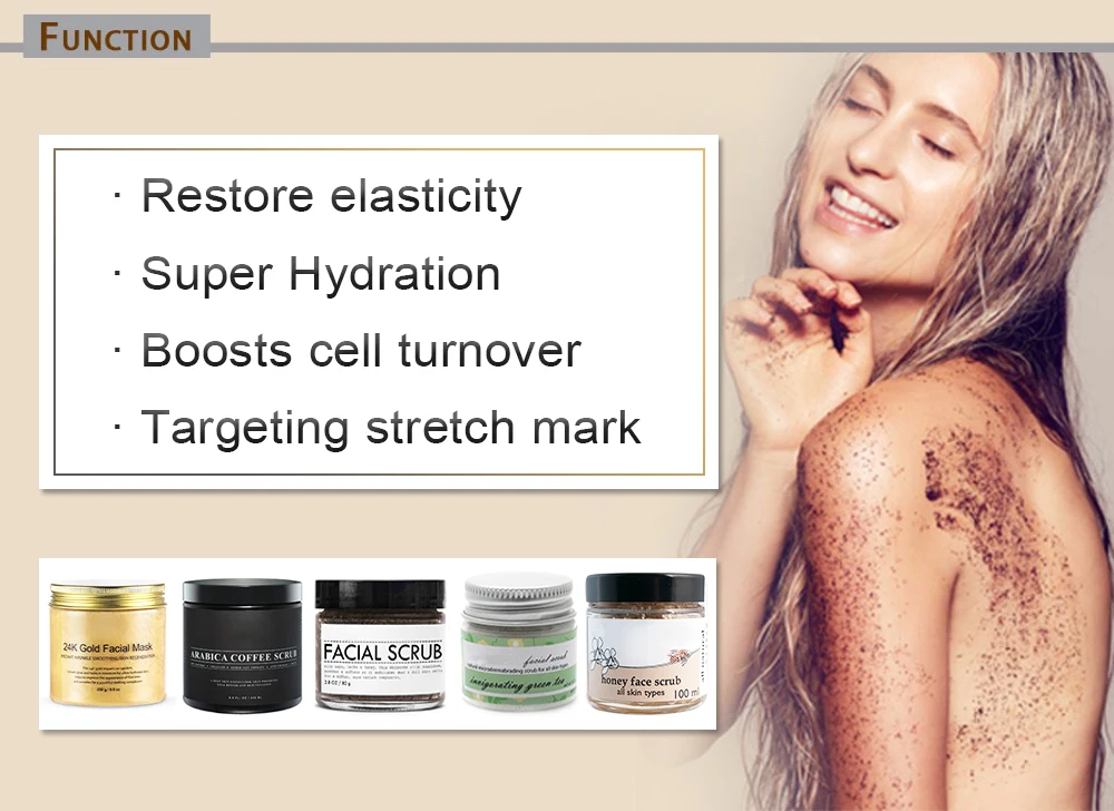 Customized logo 100% natural 24k gold face scrub organic facial scrub