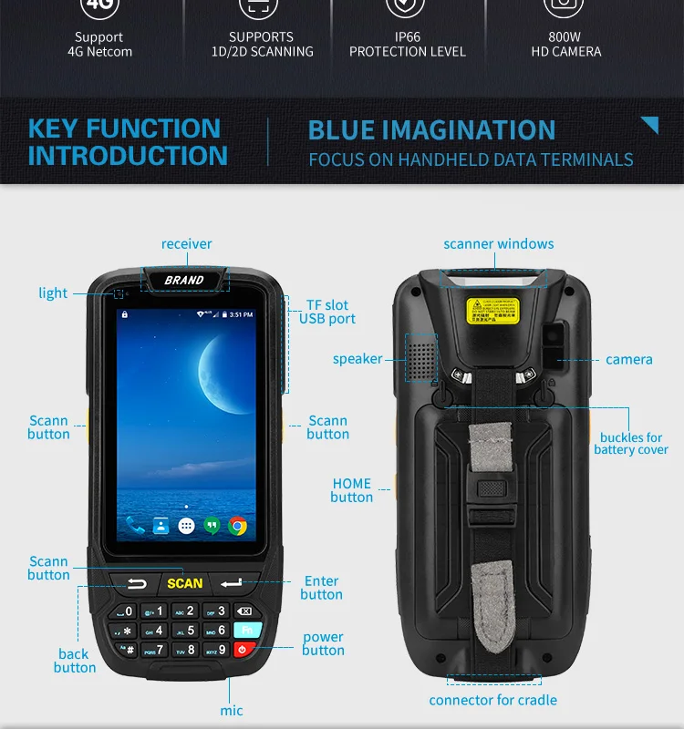 Industrial cheapest rugged target ordering pda restaurant courier device wireless rf pda android handheld barcode scanner 4G