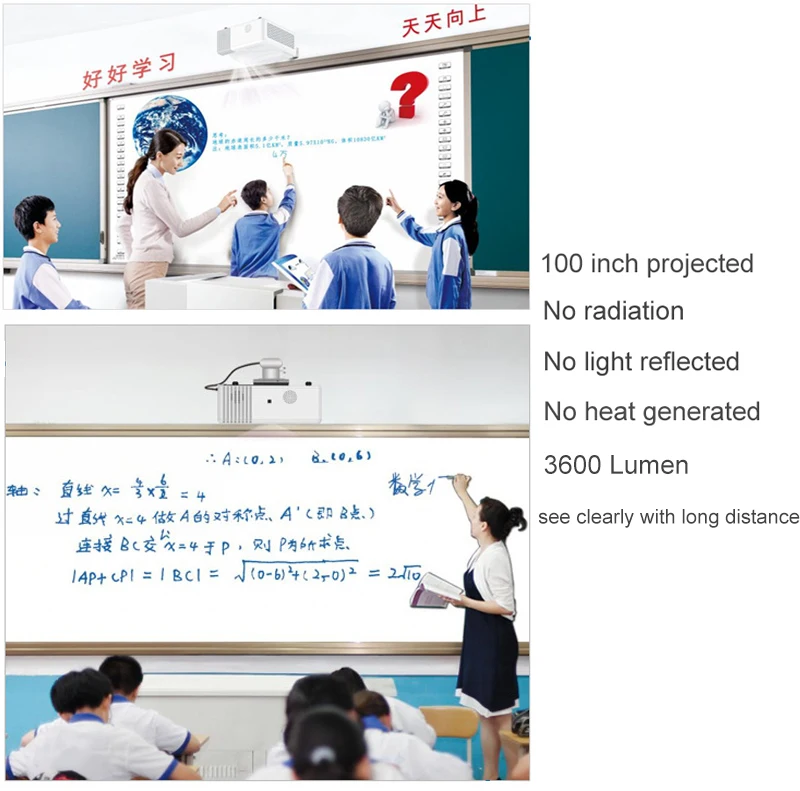 Educational all in one 3D 4K ultra short throw projector with pc sound box whiteboard integrated for schools