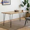 Creative simple solid wood table 4 iron frame legs