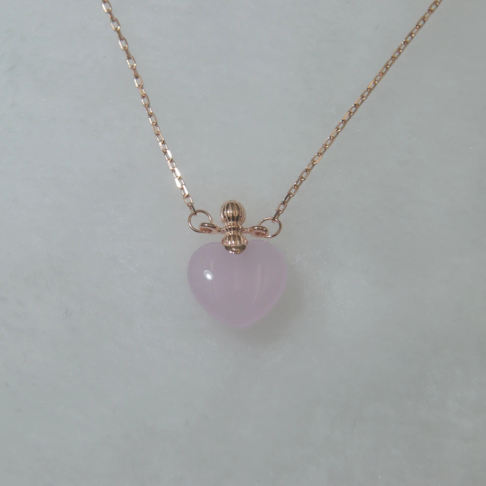 Fancy Heart Design Big Stone O-Chain Silver Jewelry Necklace With Korut