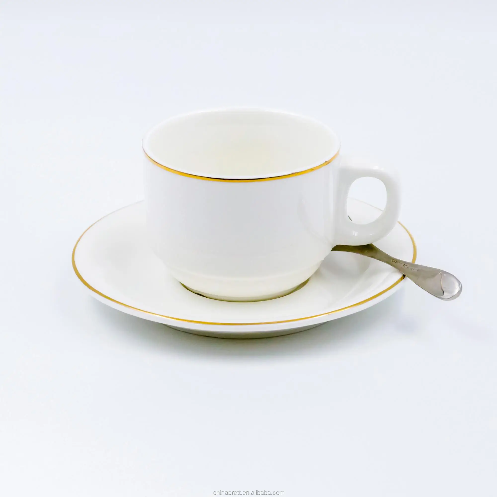 200ml Ceramic Tea Cups Gold Rim Coffee Mug Coffee Cup With Saucer