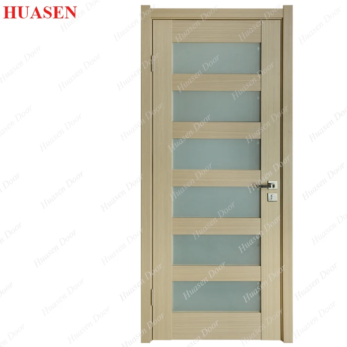 Mdf Pvc Single Leaf Modern Interior Door With Glass
