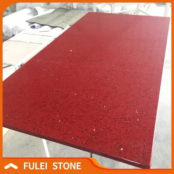 Wholesale Composite Red Sparkle Quartz Stone Countertop Price