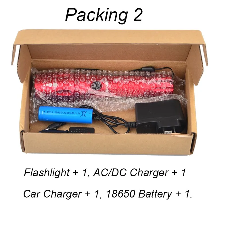 High Power 2000 Lumen Zoomable XM-L T6 LED Rechargeable Flashlight