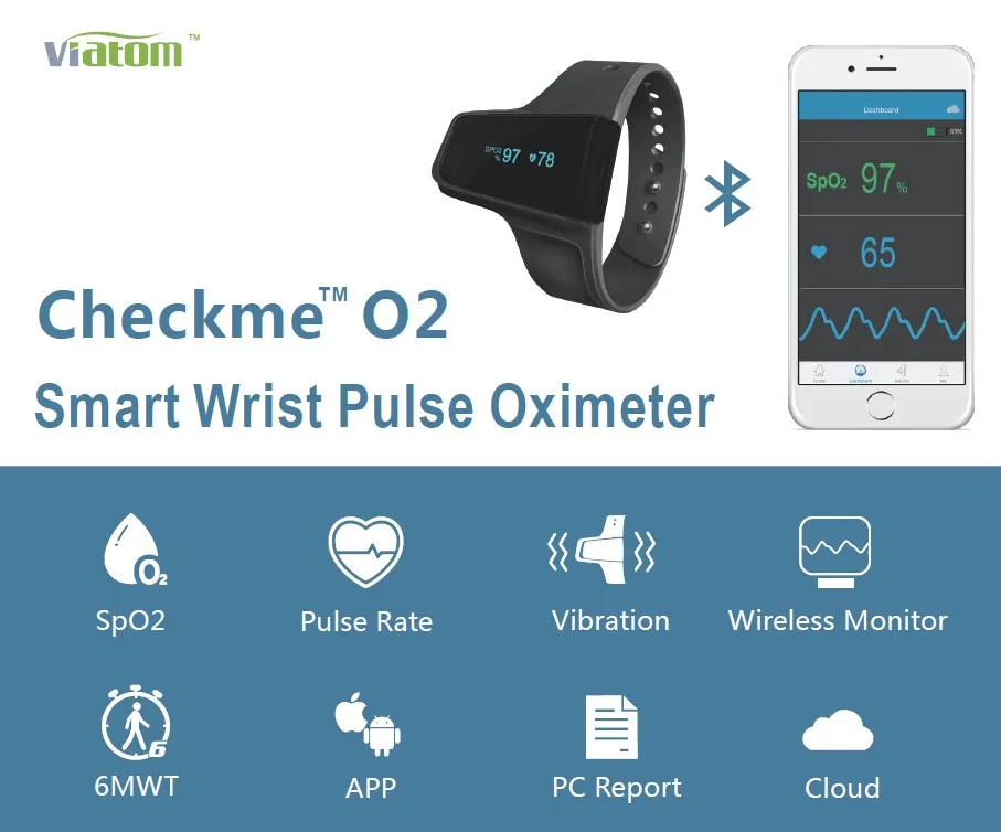 Viatom Checkme O2 Bluetooth Oximeter Sleep Oxygen Monitor Sleep Apnea