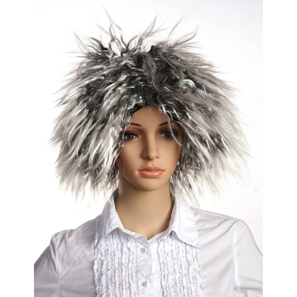 Girl Red And Black Wig Ladies With Headbang For Halloween Costume