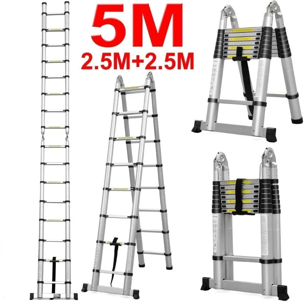 Лестница телескопическая алюминиевая huw5046