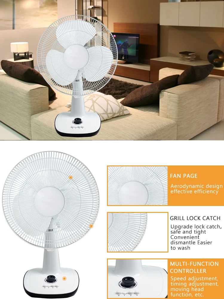 Low Cost 5 Star Table Fan 3 Blade Square Base Plastic Electric Table