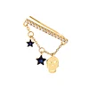 me98292 Gothic Style Gold Plated 925 Silver Post Brass Zircon Star Hollow Skull Cartilage Climber Cuff Earrings for Party