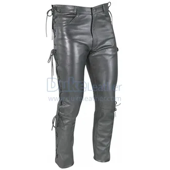 side lace leather pants