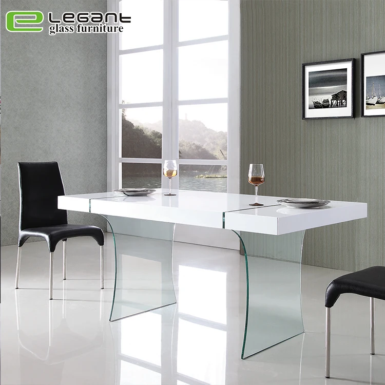 Contemporary Mdf Wood Top Tempered Glass Dining Table Buy Glass