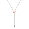 Chic Adjustable Thin Gold Chain Necklace Designs Solid Bar Circle Pendant Minimalist Jewelry