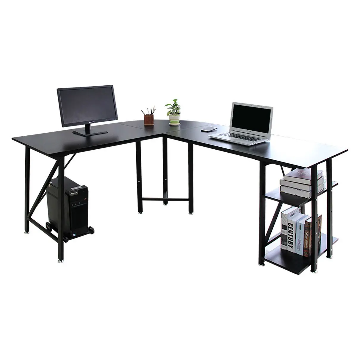 Large Corner Desk L Shaped Computer Desk Gaming Table With Cpu