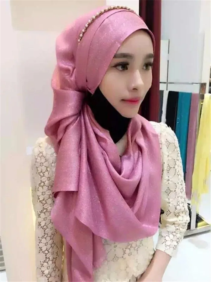Good Quality Beautiful Turkish Silk Scarf Muslim Women 