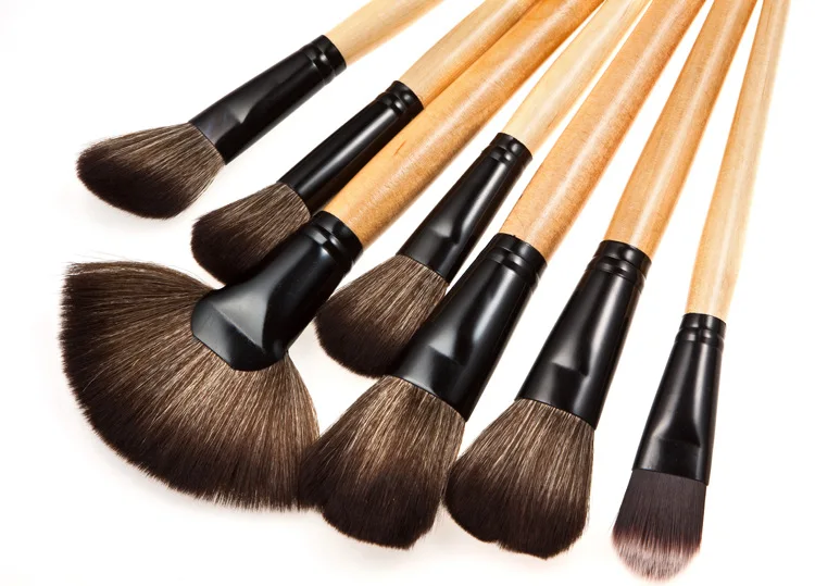 Wooden Charcoal Brushes Make Up 32 Pcs Pieces Makeup Brush Set