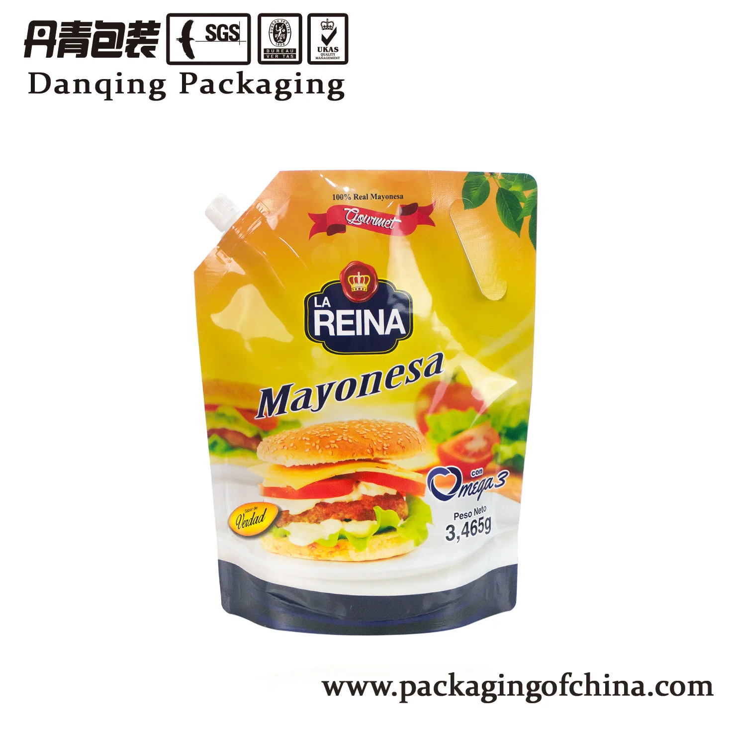 Customized liquid water milk juice oil plastic stand up packaging bag corner spout bag