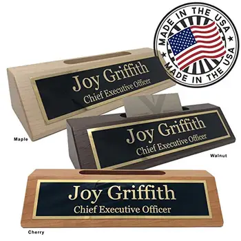 Personalized Business Desk Name Plate With Card Holder Made In