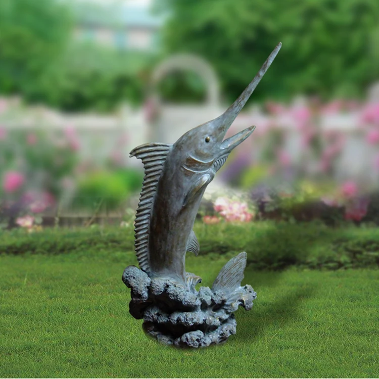 Garden Pond Spitter Sord Fish Sculpture Resin Water Fountain Buy