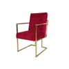 Highest selling products Red high back leisure chair stainless steel chair velvet metal chair