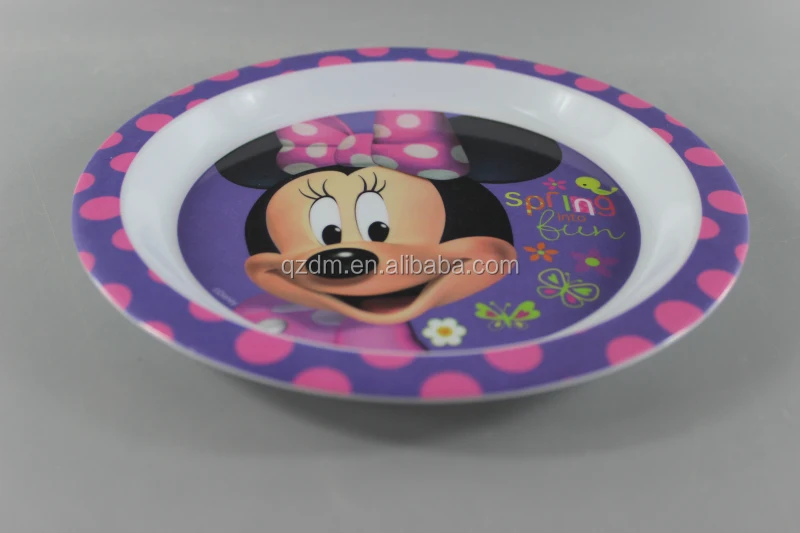 100% Plastic Melamine Round Dinner Plate for kids