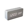 Christmas Gift rectangular desktop LED wooden alarm clock with temperature display