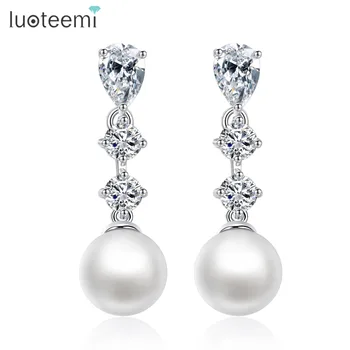 cz luoteemi jewelry classic brand water drop larger brides earrings