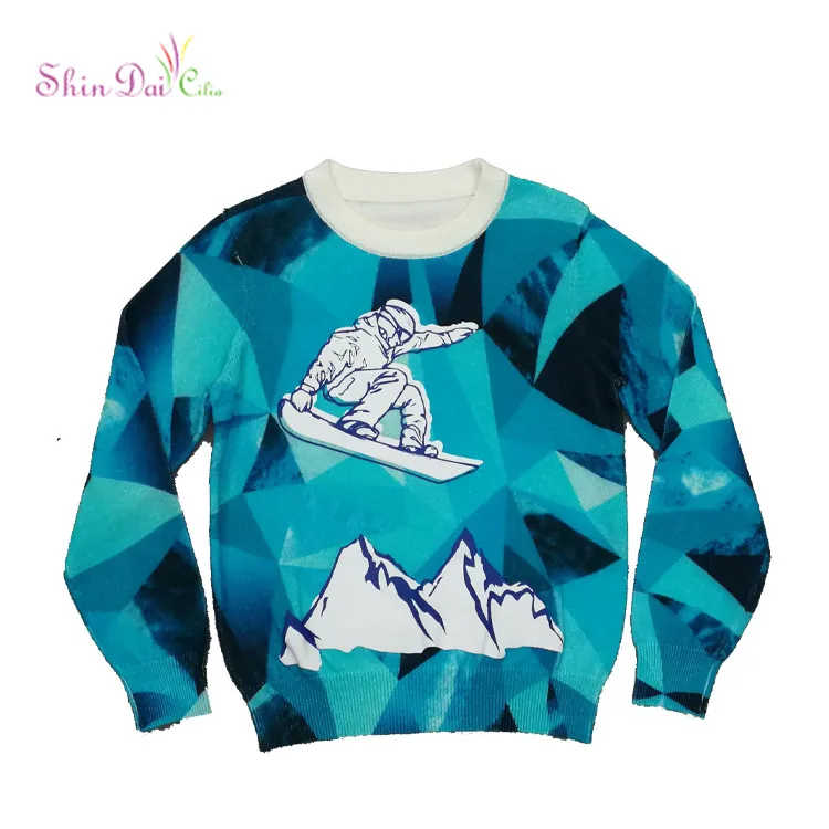 Functional OEM Service Dobby Knitting Patterns Children Print Pullover Sweater