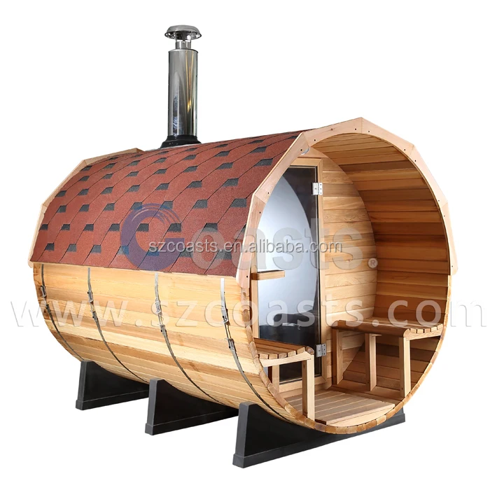 Sauna Room Red Cedar 6 Persons Outdoor Barrel Sauna Room With Sauna