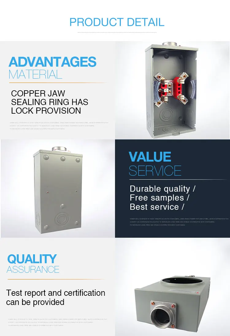 Low Price 200 Amp Dual 5th Terminal Jaw Gang Square Base Meter Socket