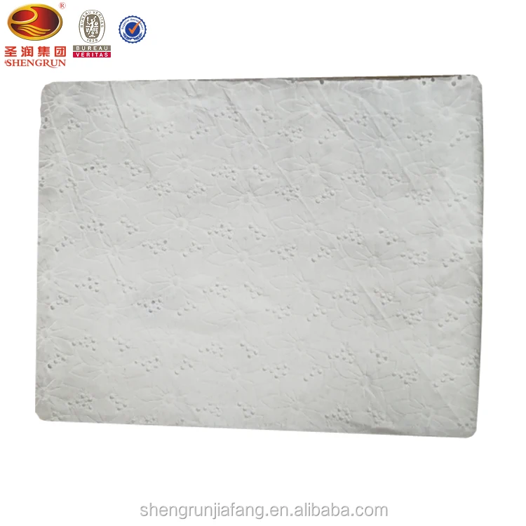 Factory hot sale white TC lace embroidery fabric for garment