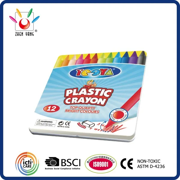 12 Color Plastic Crayon In Tin Box