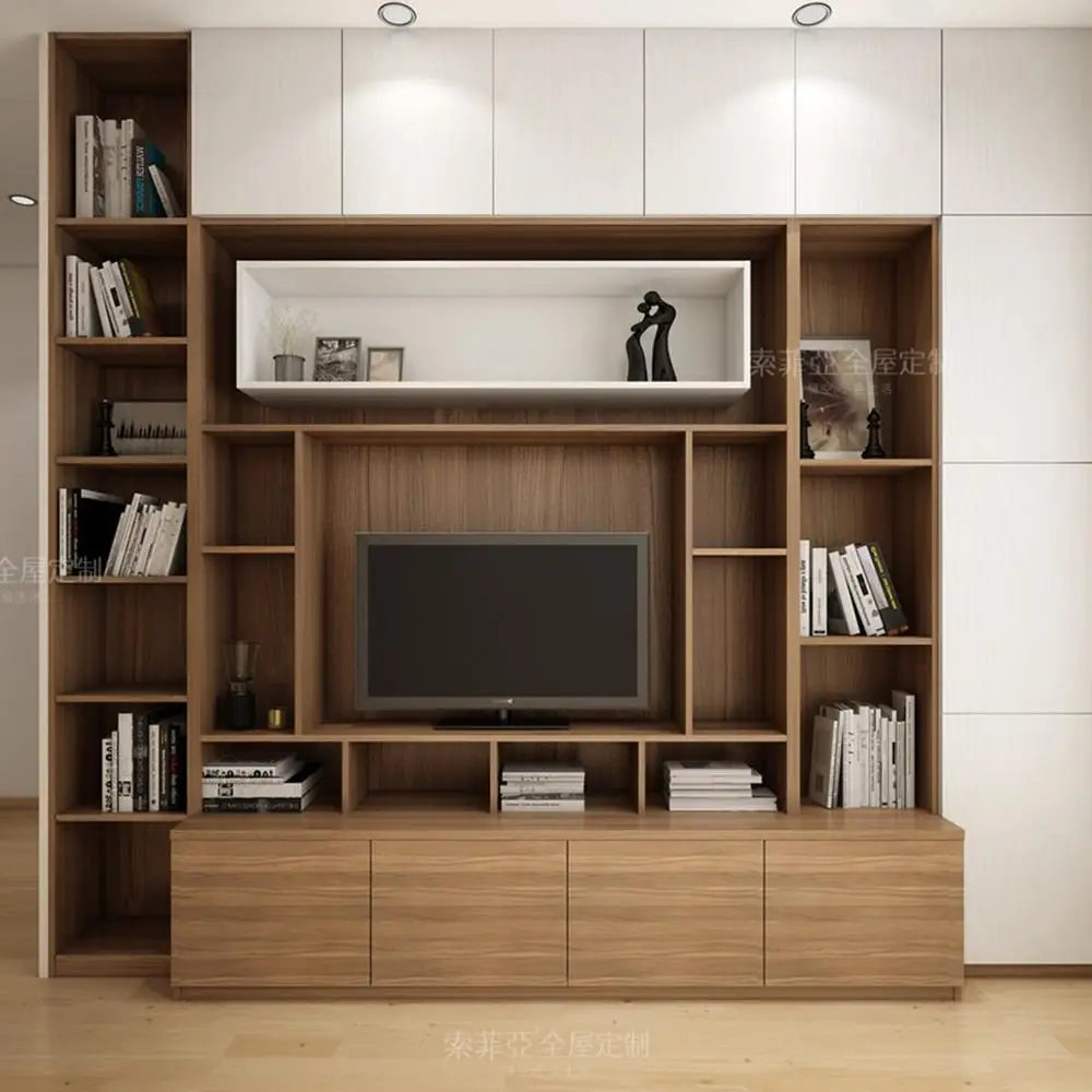 customized design living room showcase furniture wooden tv