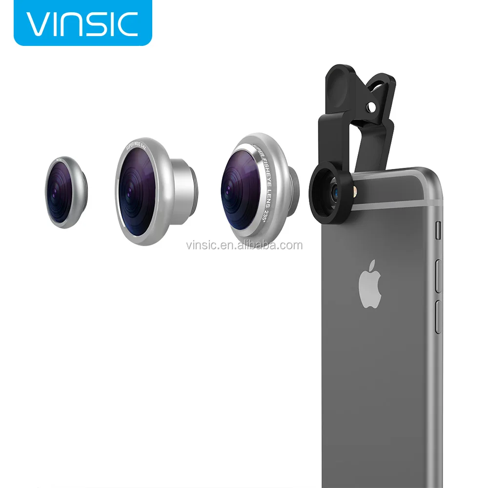 Buy in Bulk Vinsic Clip On 235 Degree FisheyeLens, Wide Angle Lens, 3
in 1Mobile Phone Camera Lens for iPhone 6 Plus iPhone 5 5S Samsung