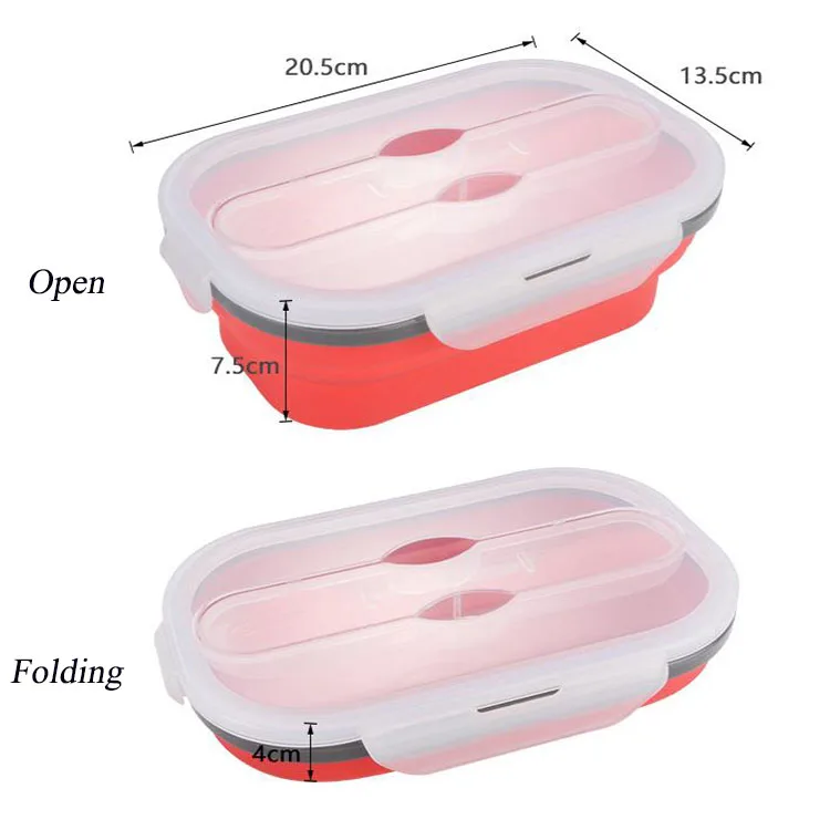 Kitchen Tableware Silicone Lunch Box Outdoor Travel Portable Folding ...