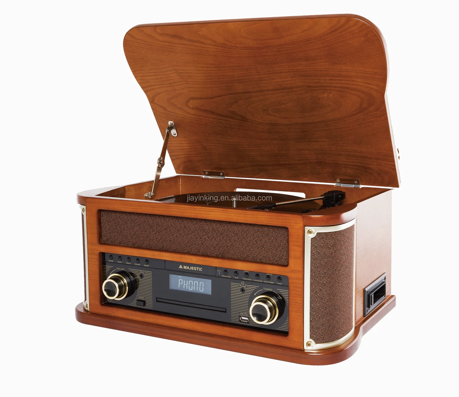 Vintage Wooden Vinyl Radio Record Player With Cassette Player Tt15015 1 Buy Retro Wooden