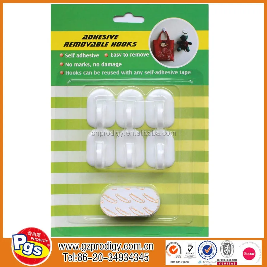Self Adhesive Plastic Hooks Plastic Wall Hanger Adhesive Removable