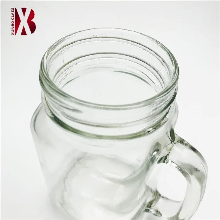 16 Oz Beverage Glass Handle Mason Jar With Straw Lid Buy Mason Glass