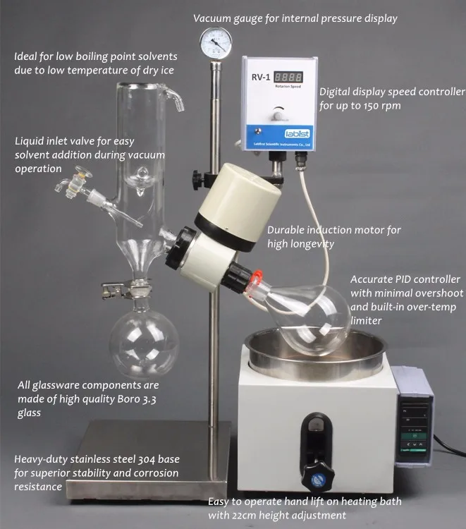 Laboratory Rotary Evaporator With 1l Flask And Dry Ice Condenser Buy