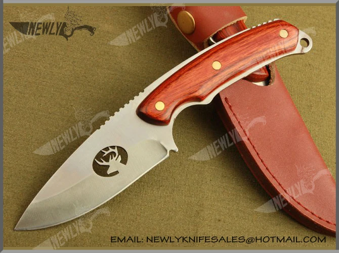 Creative Shape Wood Handle Stainless Steel Blade Hunting Tool Knife